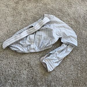 LF first of a kind one shoulder button up crop top